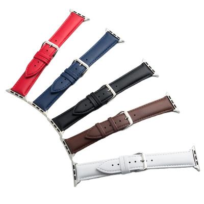 China Apple watch strap leather strap leather watchSE 7 6 5 4 3 38/40/41 mm red brown white blue black 42/44/45 mm can be customized for sale