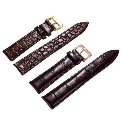 China Water Resistant New Product Black Watch Band Hot Selling Crocodile Pattern Watch Strap Fashion Leather Tied Strap for sale