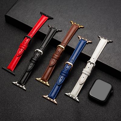 China Leather Suitable for Apple Watch 42/44mm Replacement Leather Strap Black 38/40mm Red Blue White Brown watch7/6/5/4 for sale