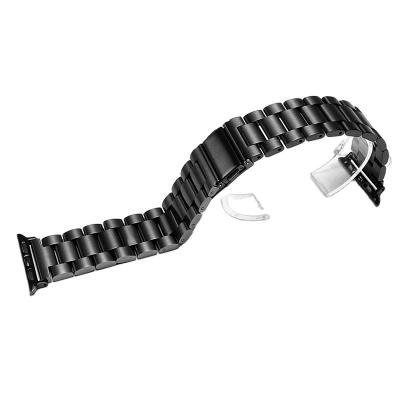 China Solid Steel Band Apple Three Stainless Steel Beads 38mm40mm42mm44mmwatch Series Watch Band Strap Metal Stainless Steel for sale