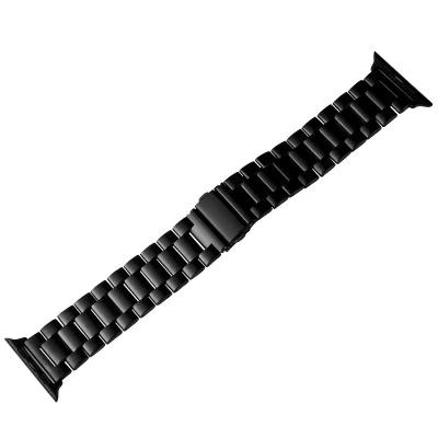 China Black Silver Alternative Metal Apple Watch Strap Stainless Steel Bead Steel Band Style Watch Three Series 38/40/41mm 42/44/45mm for sale