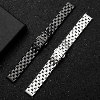 China Universal Metal Five-pearl Belt Metal Strap Strap Solid Stainless Steel Butterfly Buckle Watch Band For Huawei DW Role for sale