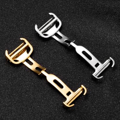 China Metal Watch Accessories Classic Stainless Steel Watch Buckle Folding Buckle Gold 12mm14mm16mm18mm20mm Silver Metal Buckle for sale