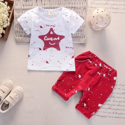 China 2022 Latest Designs Casual Baby Long Sleeve O-Neck T-shirt Pants Soft Shell Two Pieces Fabrics Kids Boys Summer Cute Clothing for sale