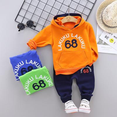 China Comfortable Baby Boy Clothes Summer Long Sleeve Autumn Spring Casual Hoodie Collar 6-48 Months Popularity Kids Boys Solid Set for sale