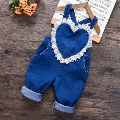 China Hot Selling Breathable Amazon Baby Kids Small Tie Up Jeans Lace Up Soft Infant Cotton Baby Kids Girls Denim Pants 6-60months In Autumn for sale