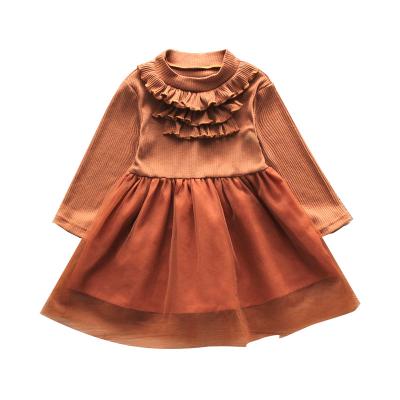 China 2022 Hot Selling Anti-wrinkle Modern Designed Small Girls Dress Cute Little Girls Dress Long Sleeve Yarn Skirt 2 Years Girls Clothes Kid for sale