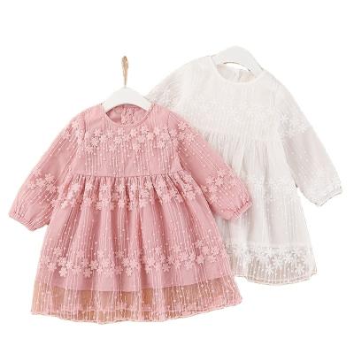 China Anti-wrinkle spring girl clothes kids one-piece dress lace flower dress baby party wedding dresses kids princess baby dress for sale