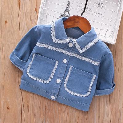 China 2022 Breathable Decorative Best Seller With Lace Long Sleeve Turn Down Collar Comfortable Kids Jackets Girls Coat Cool Boys Clothes for sale