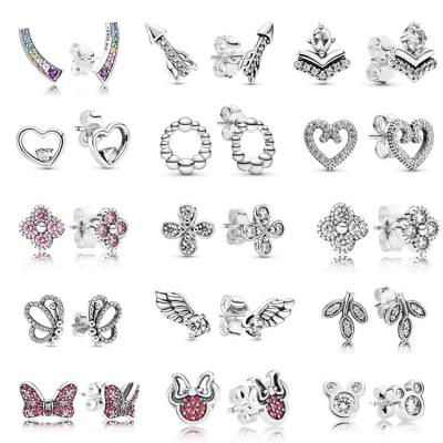 China Wholesale CLASSIC Fashion S925 Silver Charm Stud Earrings For Pandoraer for sale