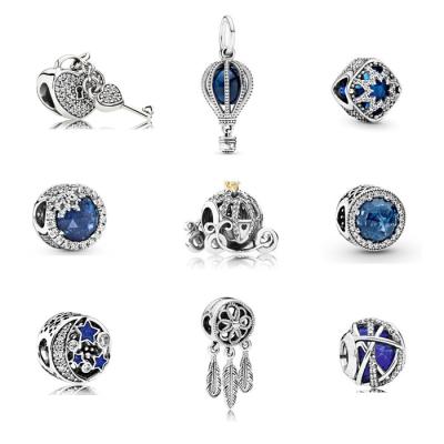 China Original Custom CLASSIC 925 Sterling Silver Pendant Accessories Shiny Blue Hot Air Balloon Suitable For Pandoraer Bracelet for sale