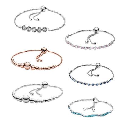 China Wholesale High Quality S925 Sterling Silver CLASSIC Opening Adjustable Women's Bracelet Fit Sliding Fit Pandoraer Jewelry for sale