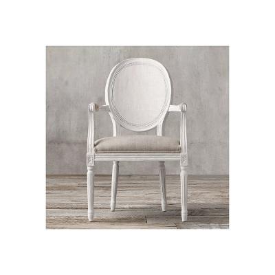 China Modern Classic Wooden Legs Round Back Dining Chair French Chair With Armrest for sale