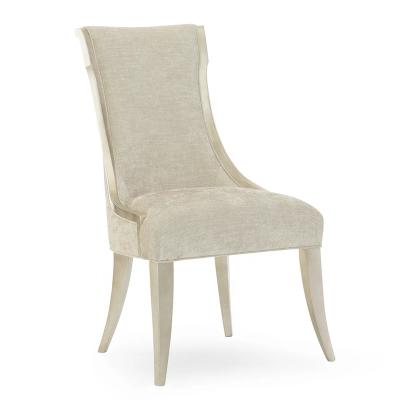 China Champagne Color Solid Wooden Luxury Upholstered Modern Dining Chair French Style Dining Chair for sale