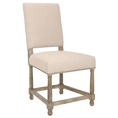 China Modern Solid Wood Rectangle Side Chair Fabric Furniture Canvas Gray Cheap Dining Chairs for sale