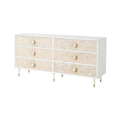 China Solid Wood Multi-Drawers Stand Champagne Gold Large Solid Wood Rectangular Dresser Wooden Dresser for sale