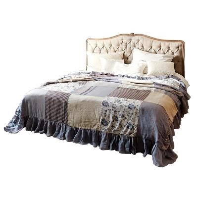 China Soft Bed Bed Frame New Design Antique Luxury Bedding Wooden With Cushion Headboard for sale