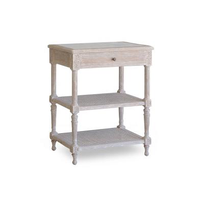 China Retro White Wood Night Stand Modern Luxury Weathered Night Table Stands For Bedroom for sale