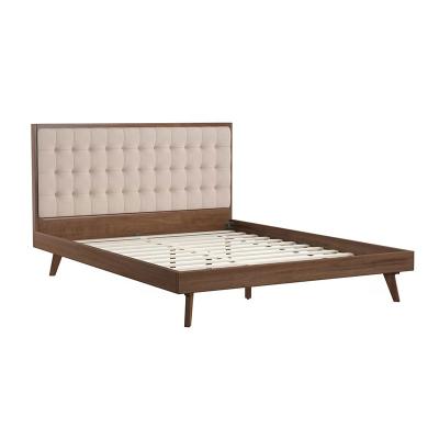 China American High Quality Rustic Large Vintage Linen Bedroom Solid Wood Frame Cotton Double Bed Solid Wood Bed for sale