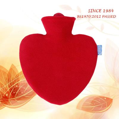 China Natural Rubber And Polyester Red Fleece Warm Water Bag Cover For Heart Shaped Hot Water Bottle for sale