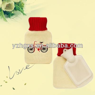 China 1970:2012 BS Classic Rubber Hot Water Bag With Knitted Cover Bike Design 500ml for sale