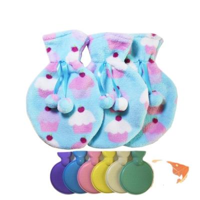 China British Standard Natural Rubber Round Water Bottle Plush Pink Ice Cream Fleece Warm Coral Blanket With Two Balls For Girls for sale