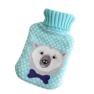 China Natural rubber promote healthy cute luxury jacquard bear target nightie hot cold water sleeping bag with painfree knitted cover for sale