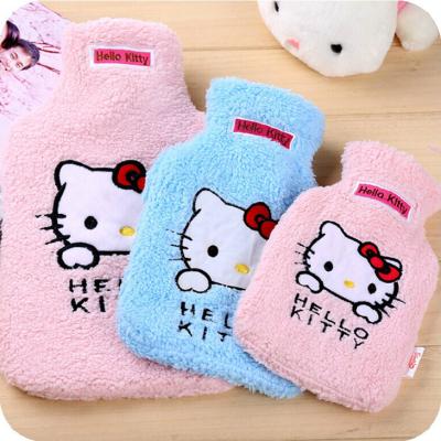 China Cute 100% Natural Rubber Polyester Plush Fleece Hello Kitty Hot Water Bag Blanket Pink Cat Hand Warmers For Girls for sale