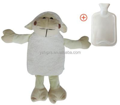 China 2023 Natural rubber modern luxury lovely target plush sheep thick hot water bag cover for rubber mini hot water bottle good price for sale