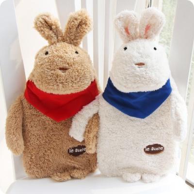 China Lovely Christmas Gift China Natural Rubber EN71 Low Price Cute Rabbit Brothers Scrambled Rabbit Plush Toy Animal With Mini Hot Water Bag Inside for sale