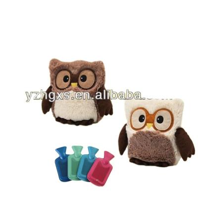 China plush owl shaped mini BS rubber hot water bottles with plush cover 500ml for sale