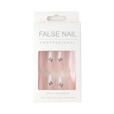 China Easy Apply RTS Wholesale French Acrylic Ballerina False Nail Tips Strip Artificial False Pressing Nails Tips Natural Tip for Nail Art for sale