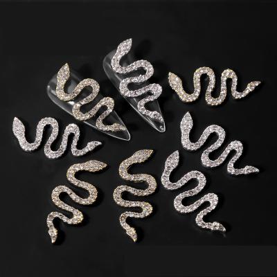 China Nail Charms Jewelry RTS Wholesale Snake Design Zircon Diamond Real Glitter Art Press On Nails Jewelry Luxury Nail Accessories For Decoration for sale