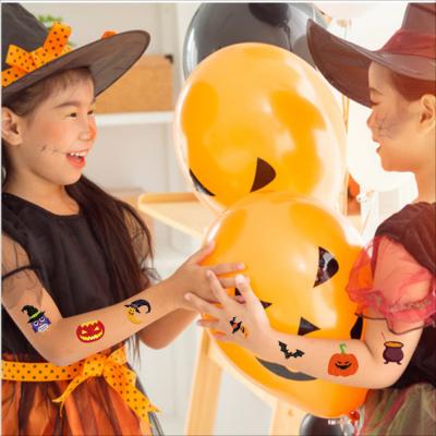 China Temporary RTS Non Toxic Temporary Cartoon Design Horrific Halloween Easy Apply Painless Tattoo Sticker For Boys and Girls for sale