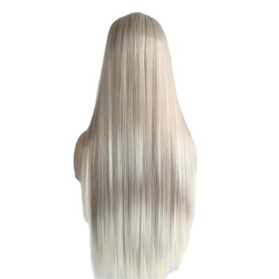 China Straight RTS Confidence Long Silver Dummy Head For Wigs Lace Front Wig of Synthetic Lace Wig For Hair Beauty for sale