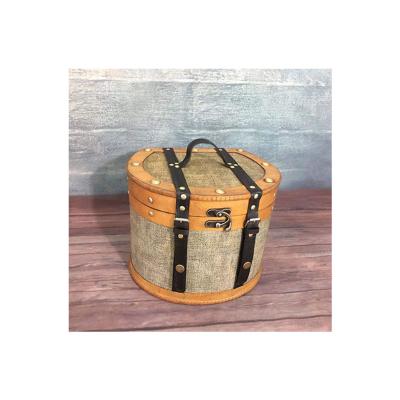 China China Factory Imitation OEM Item Vintage Antique Wooden Suitcase Round Half Round Storage Basket Box for sale