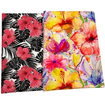 China Organic Hot Sale Vibrant Hibiscus Flowers Customize Breathable Cotton Spandex Digital Printing Fabric For Clothing for sale