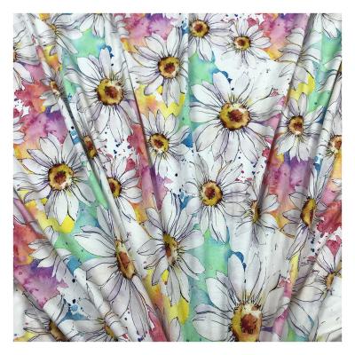 China Organic factory outlet daisy falower designs custom digital printing rayon spandex knit fabric for clothes for sale