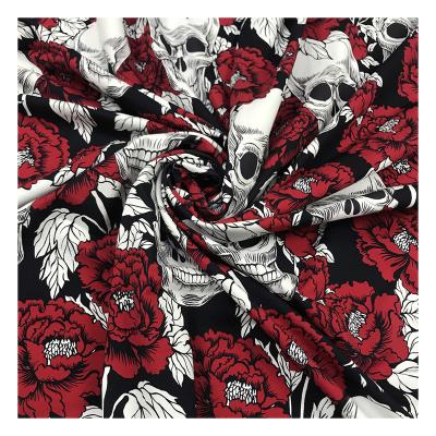 China Organic Factory Outlet Skull and Flower Design Custom Digital Printing Heavy French Cotton Organic Terry Fabric For Garment for sale