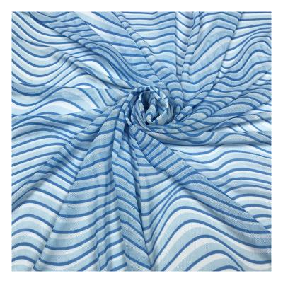 China Organic the factory outlet stripe grain wavy pattern custom digital mesh fabric factory outlet stripe grain wavy pattern printing for apparel for sale