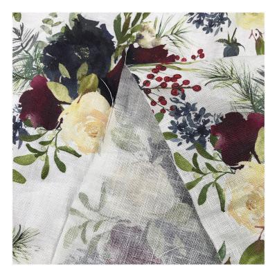 China Blackout Factory Outlet Flowers Design Custom 100% Linen Fabric Digital Printing For Garment for sale