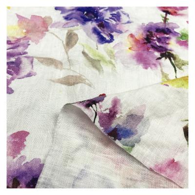 China Blackout Plant Outlet Ink Painting Flowers Pattern Floral Custom Digital Printing Canvas Fabric For Clothing for sale