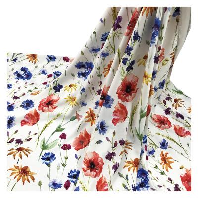 China Heat-Insulation Factory Outlet Vibrant Satin Stretch Chiffon 97%Polyester 3% Spandex Chiffon Digital Flower Printing Fabric For Clothing for sale