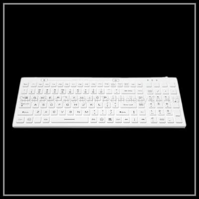 China Teclado portátil del gel de silicona, teclado atado con alambre Usb industrial blanco en venta