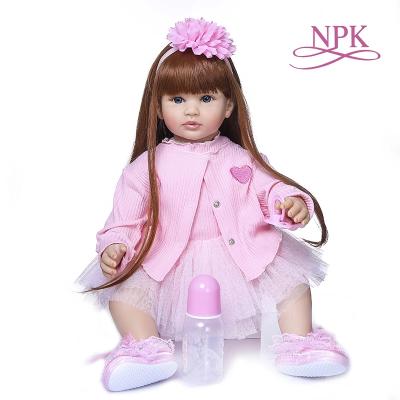 China Soft Body Cloth Silicone Reborn Baby Toy NPK 60CM Cartoon Boneca Toddler Bebe Realistic Toddler Doll for sale