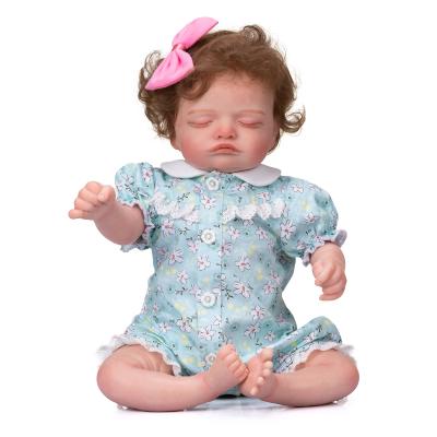 China Cartoon Toy NPK 49CM Bebe Doll Rooted Eyelashes Reborn Baby Girl Soft Body Flexible Rooted Rosalie Hair for sale