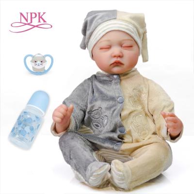 China Life Size Bebe Doll Reborn Baby Sleeping Realistic Soft Body Toy NPK 55CM Cartoon Newborn Baby - Doll Kids Gift for sale