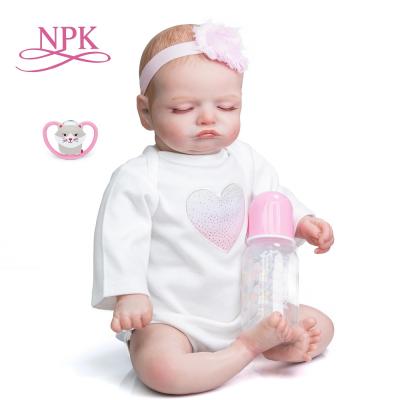 China Soft Silicone Bebe Doll Child Playmate Cute Girl Body Toy NPK 49CM Rosalie Bebe Doll Reborn Baby Sleeping Cartoon for sale