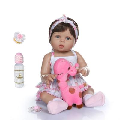 China Cartoon Toy NPK 47CM Bebe Newborn Doll Reborn Baby Doll in Tan Skin Full Body Silicone Bath Toy Dolls Christmas Gfit for sale