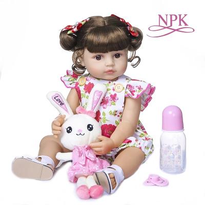 China Real Body Reborn Full Silicone Reborn Doll Girl Cartoon Toy NPK 55CM Bebe Doll Toddler Touch Soft Princess Doll for sale